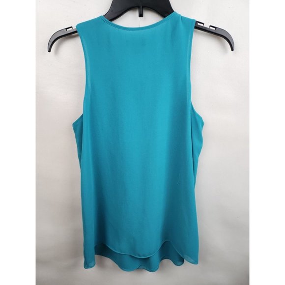 Vince Camuto Turquoise Chiffon Layered Ruffle Sleeveless Blouse Top PS - Picture 6 of 7